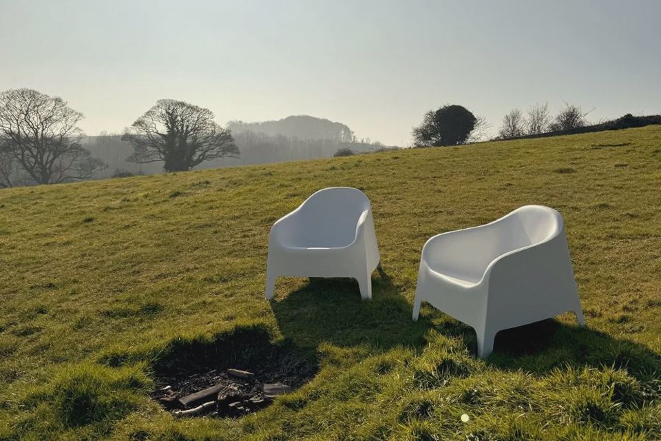 Chairs by a fire pit
