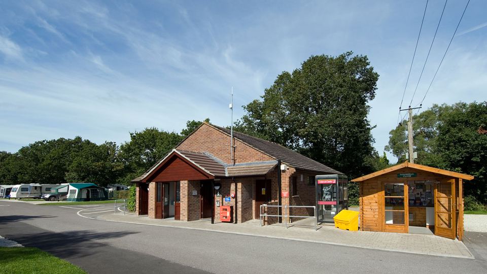 Reception and shop building