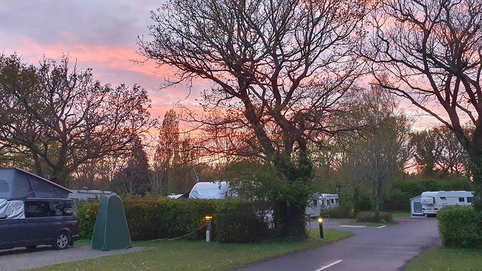 Campervans at dusk
