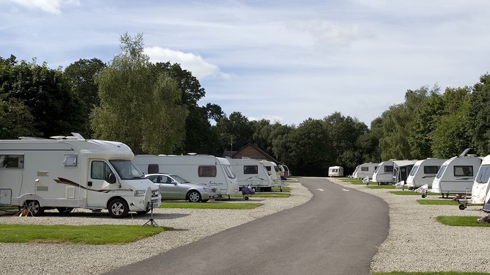 Motorhomes on gravel pitches