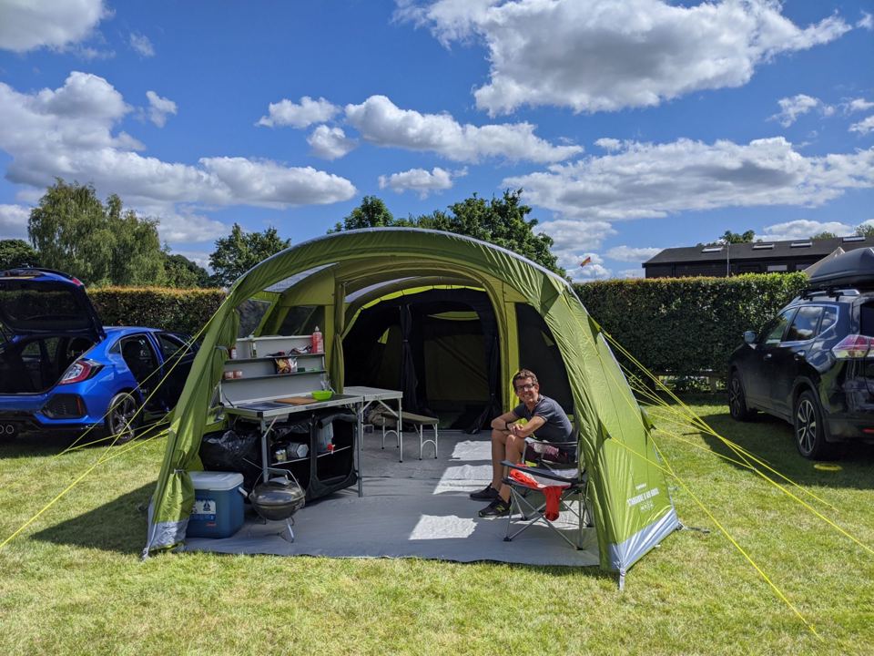 Family tent on grass pitch