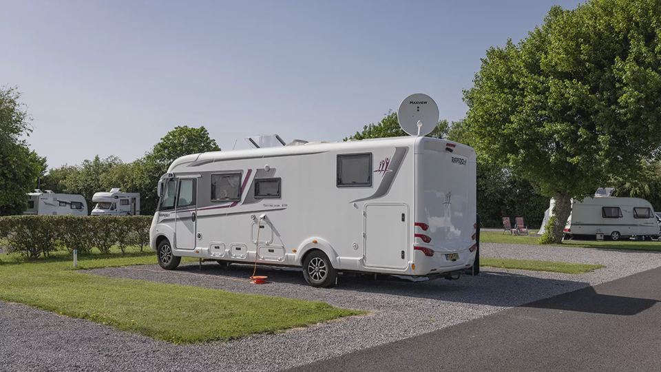 Motorhome on a gravel pitch