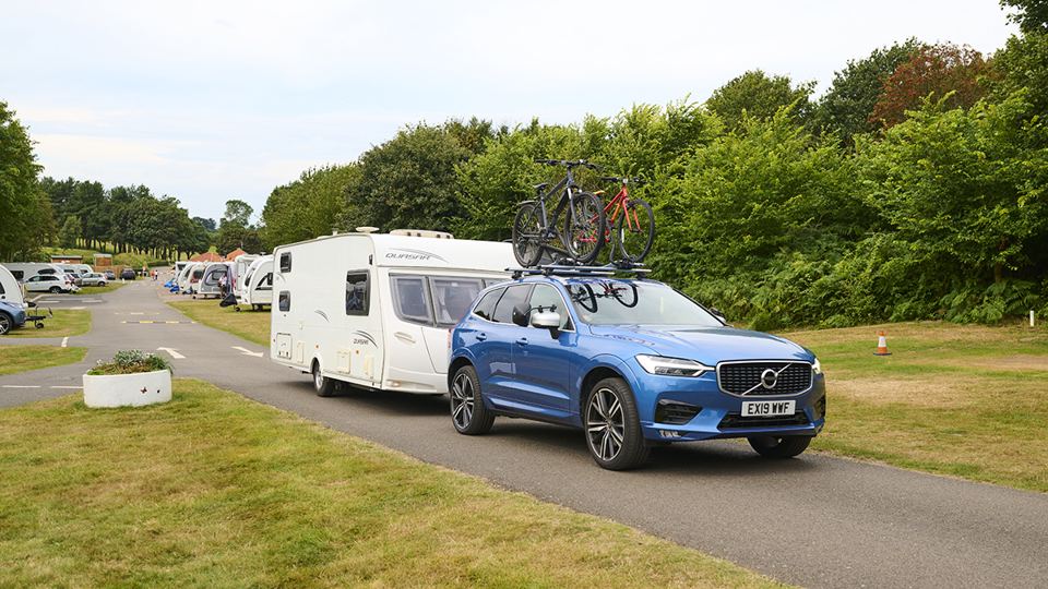 Caravan arriving along the site road