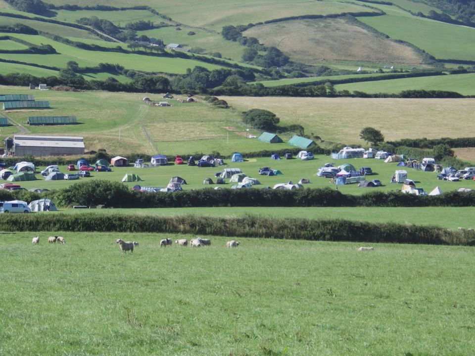 Camping field and hills