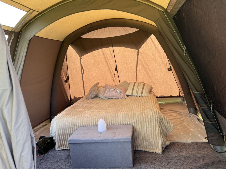 Inside a family tent