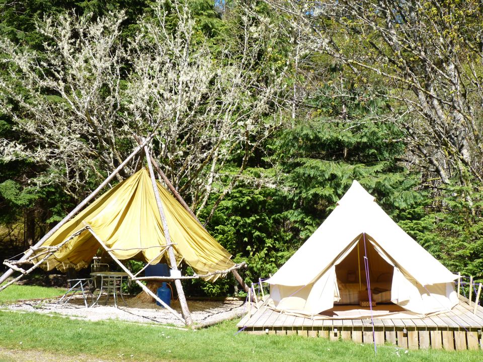 Timber tent and bell tent