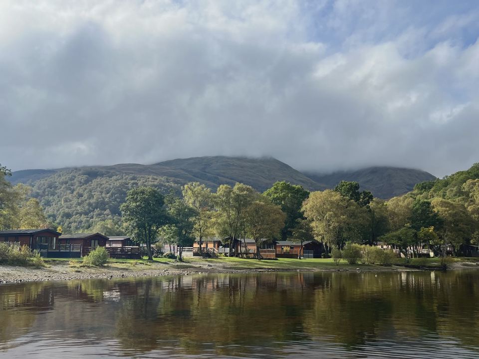 Lodges along the loch shore