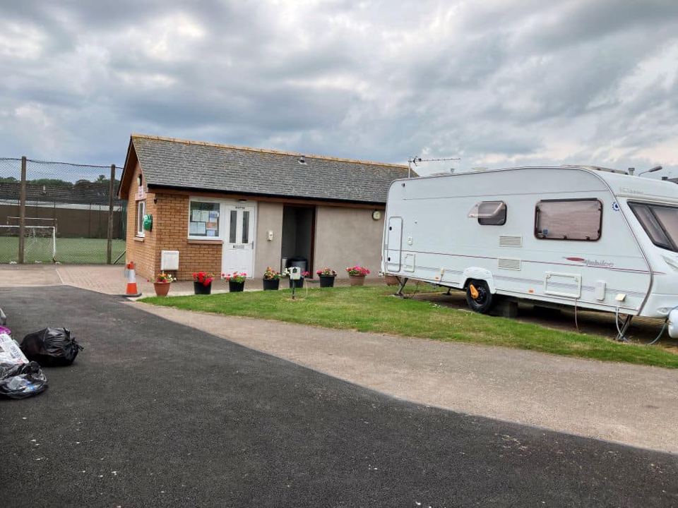 Tourer beside the amenity block
