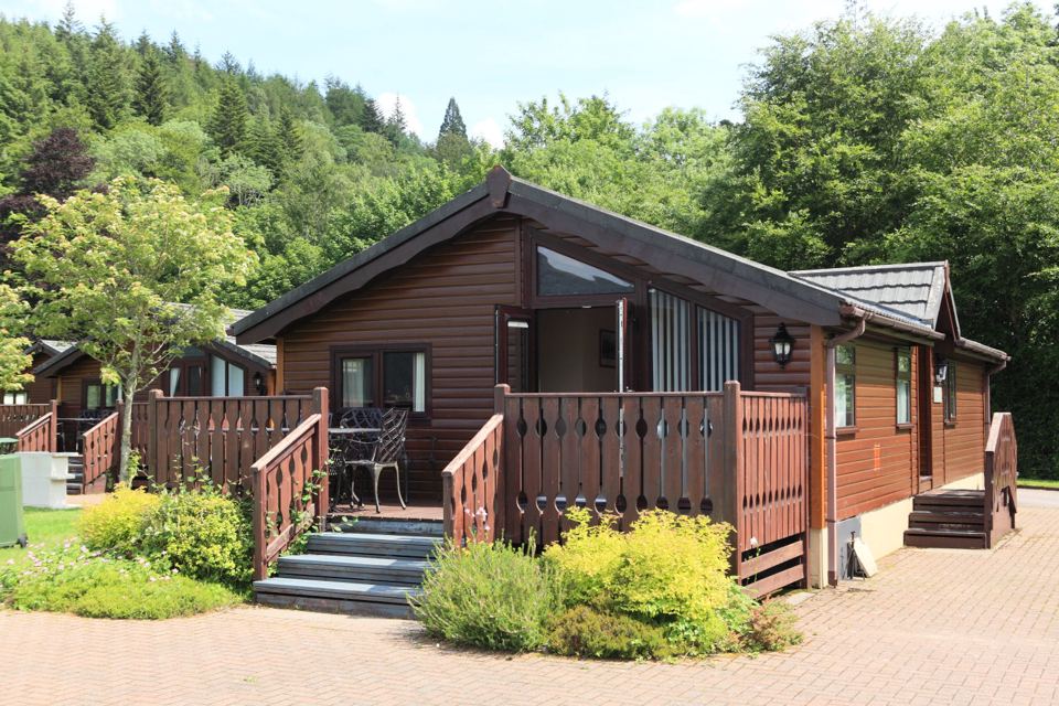 Timber lodge with balcony