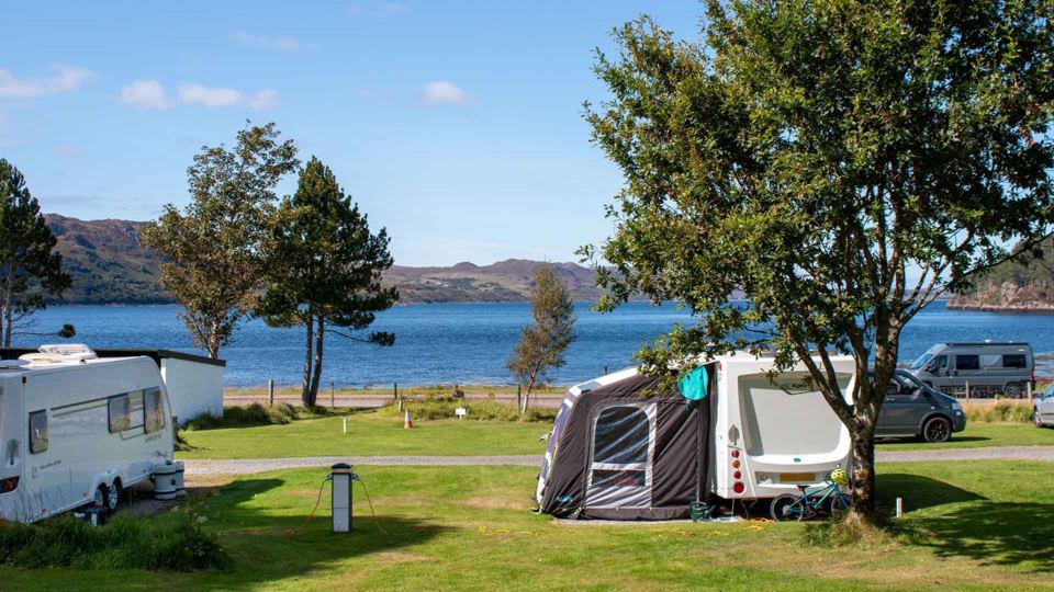 Pitches looking over Loch Ewe
