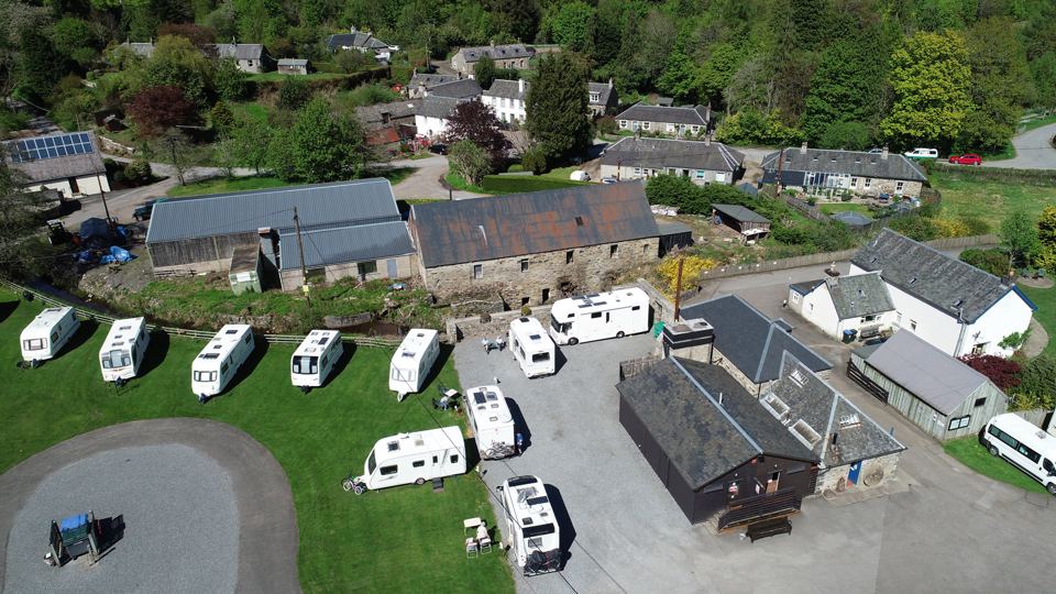 Tourers around the farm buildings