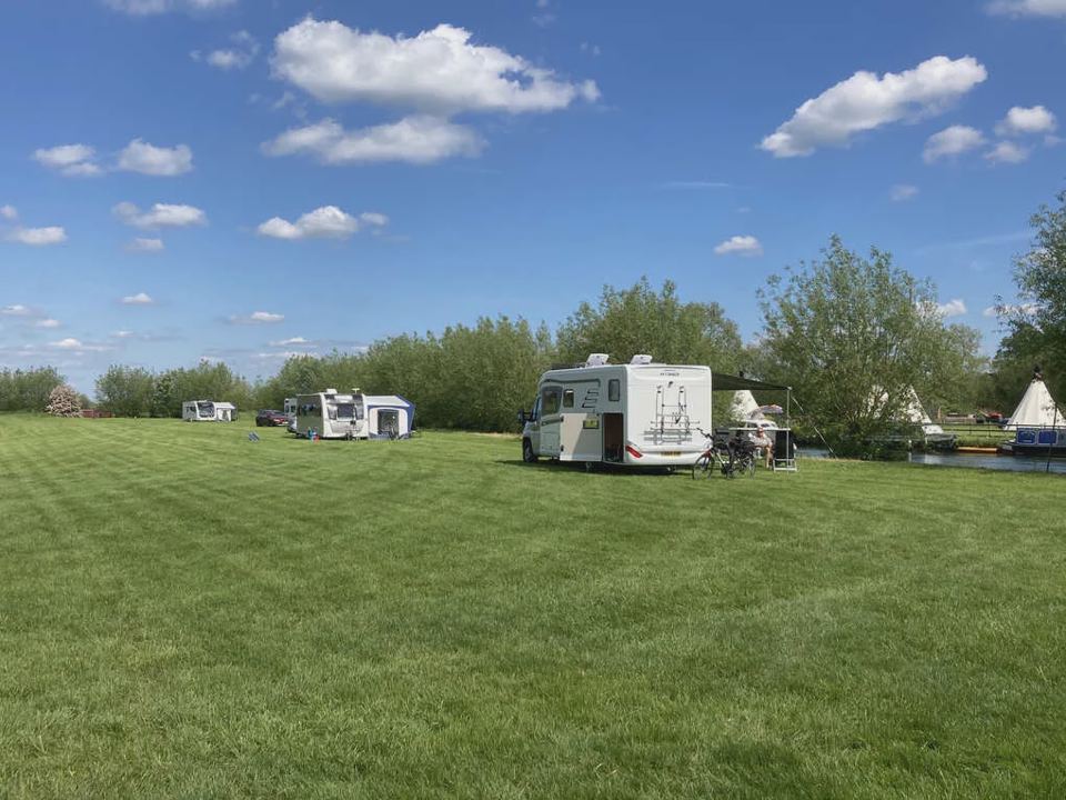 Pitches on the mown grass