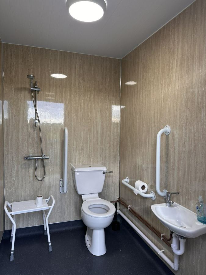 Accessible toilet and shower