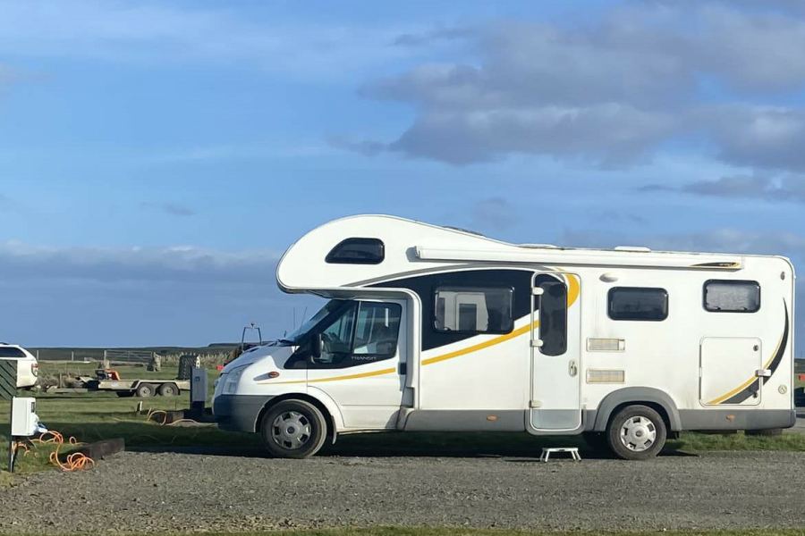 Motorhome on a gravel pitch