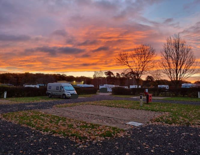 Hardstanding pitches at sunset
