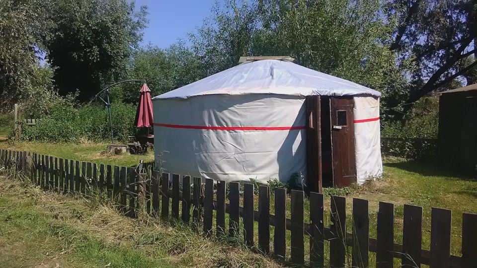 Yurt behind a picket fence