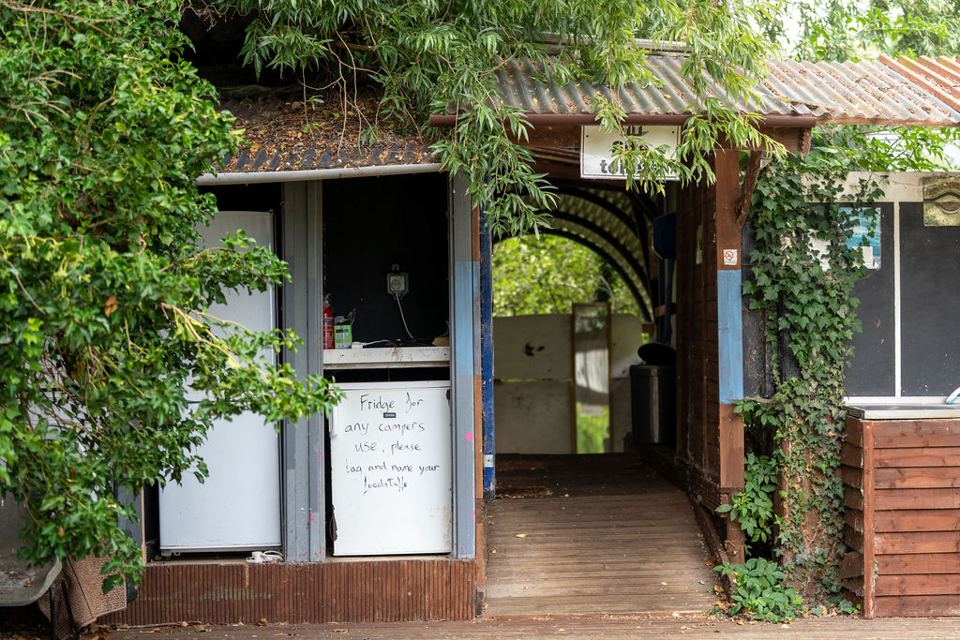 Camper fridges and kitchen shelter