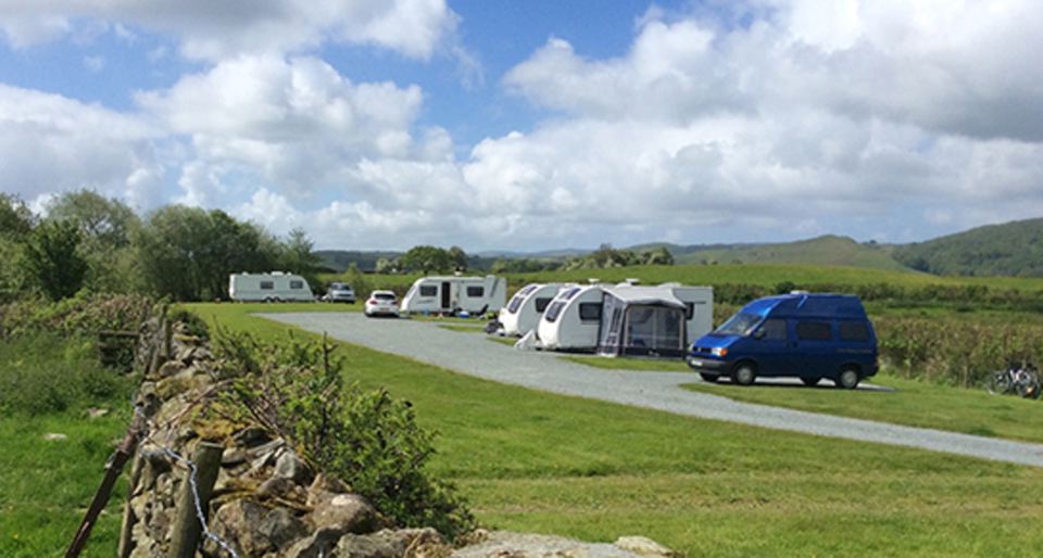 Caravans and a van on the pitches