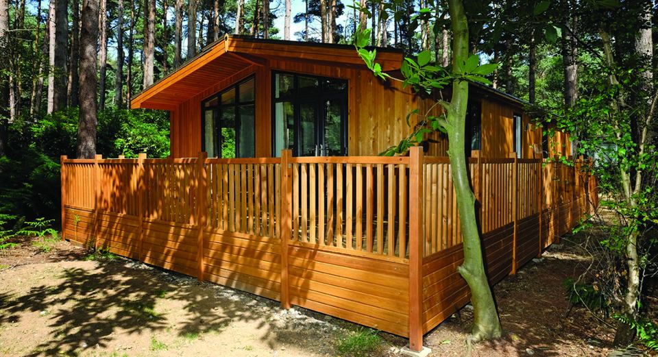 Woodland lodge with deck