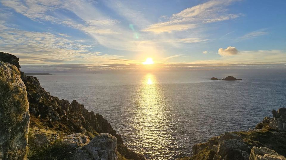 Sunset over the sea from the cliffs