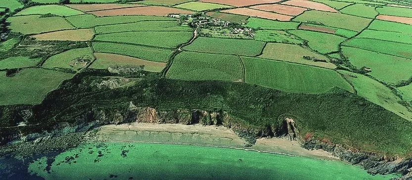Coast and fields from above