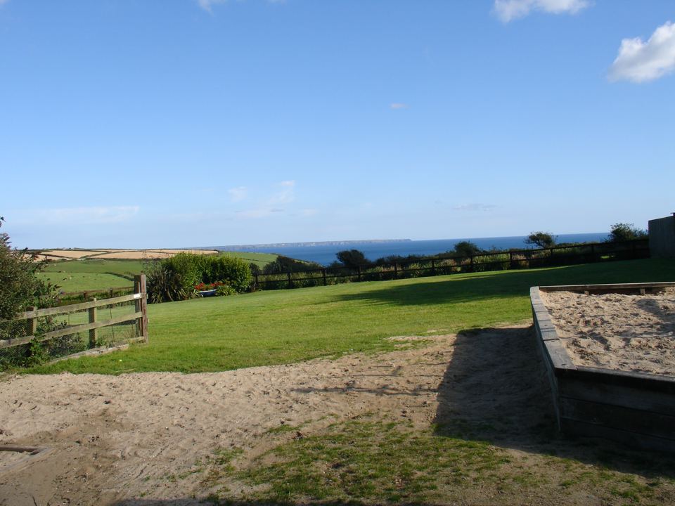 View across fields to the sea
