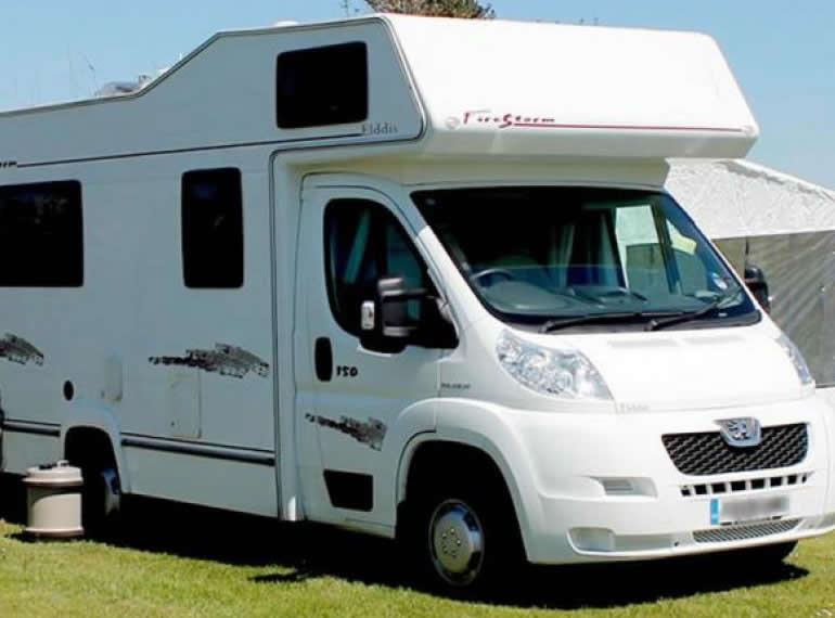 Motorhome on grass pitch