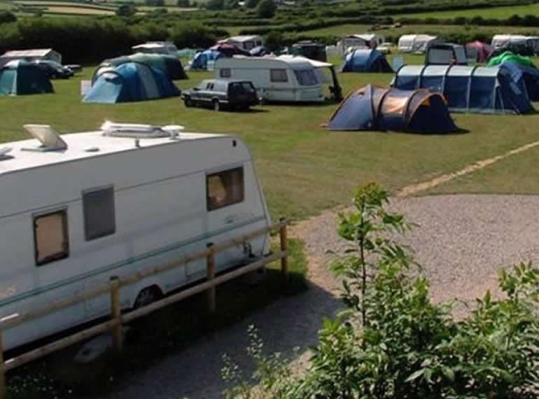 Tents and caravans on the field