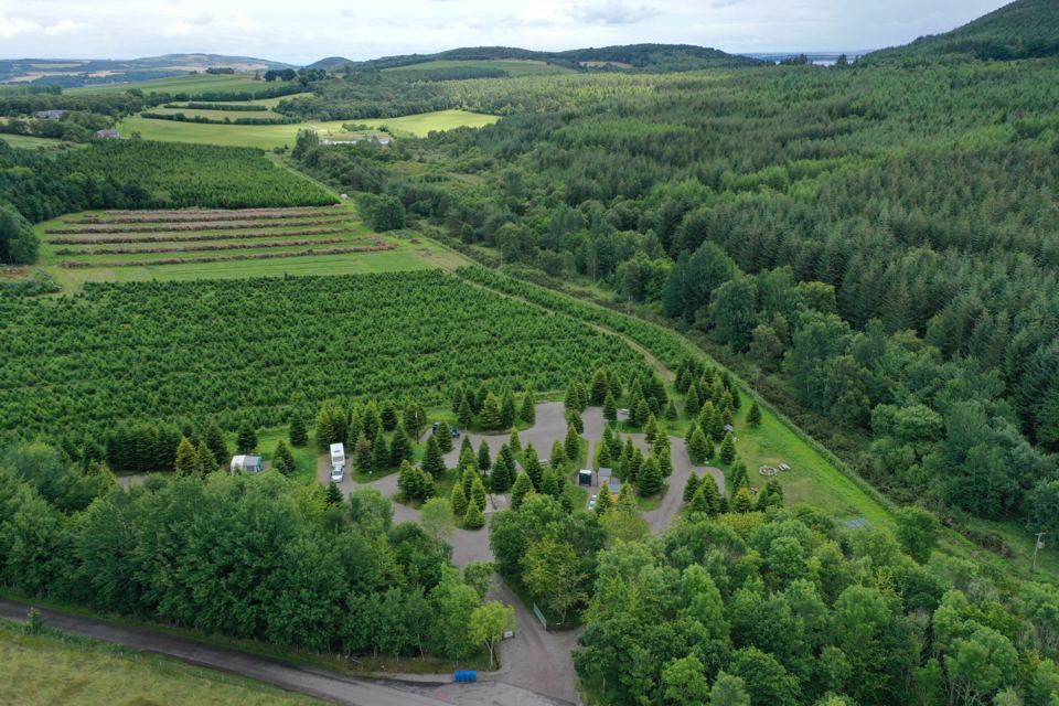 Farm and woodland from above