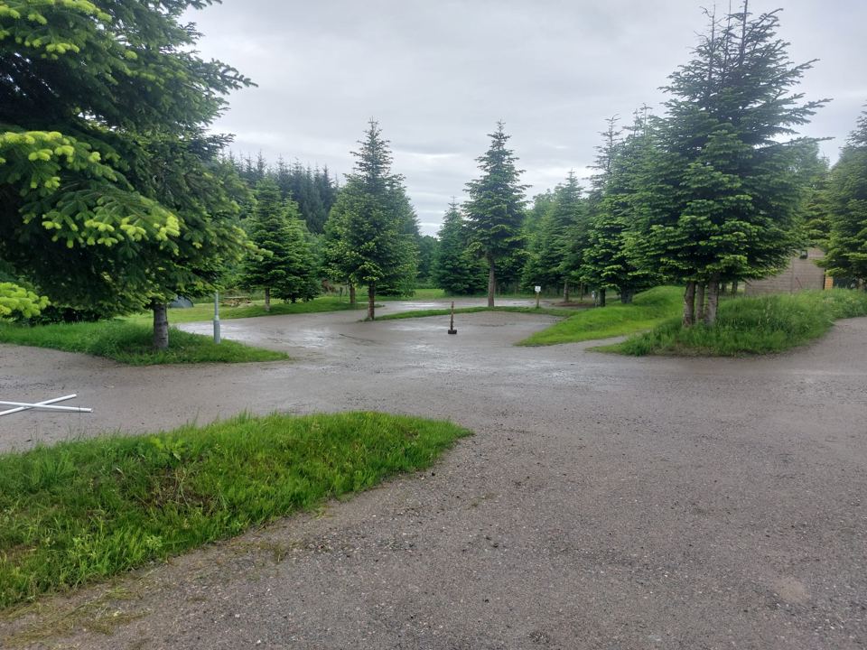 Gravel pitches by the trees