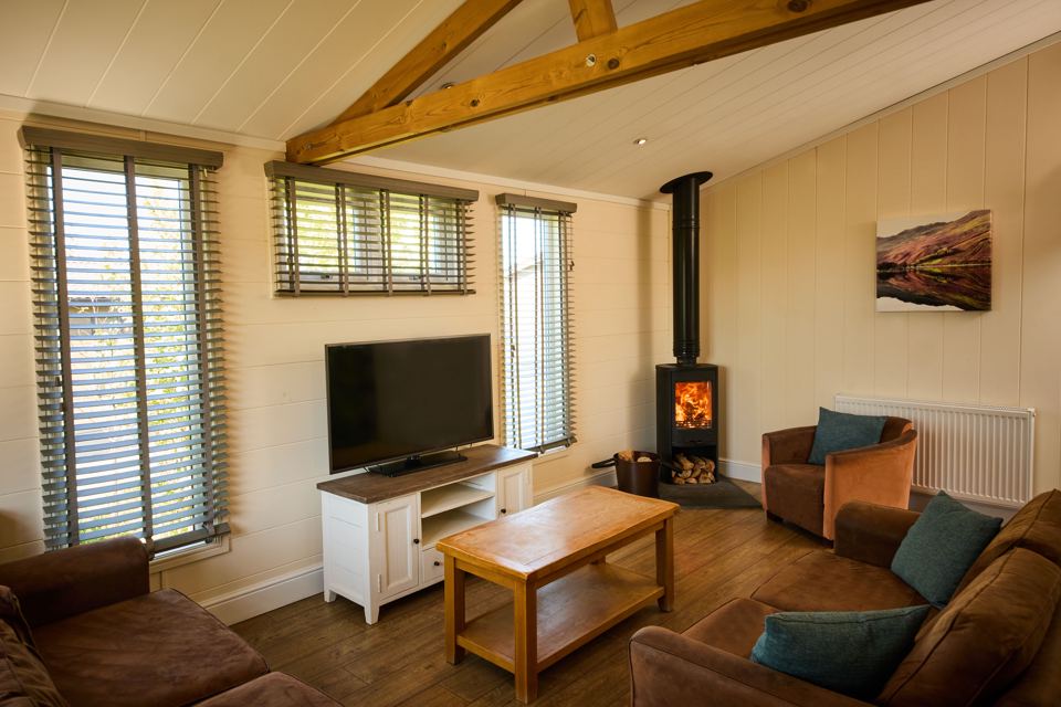 Open-plan lodge living room