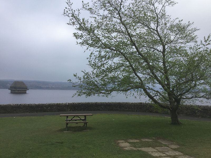 Picnic bench by the reservoir