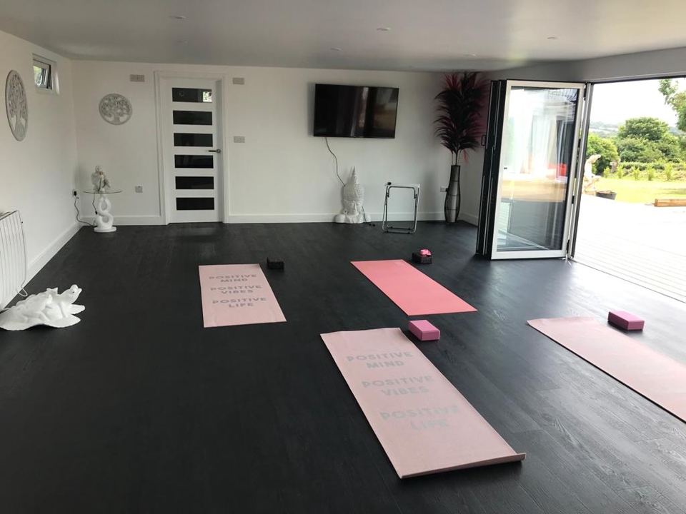 Yoga studio with mats