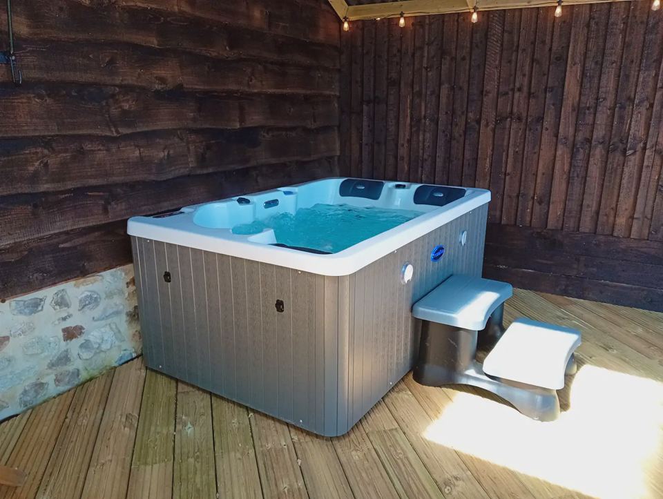 Hot tub under cover