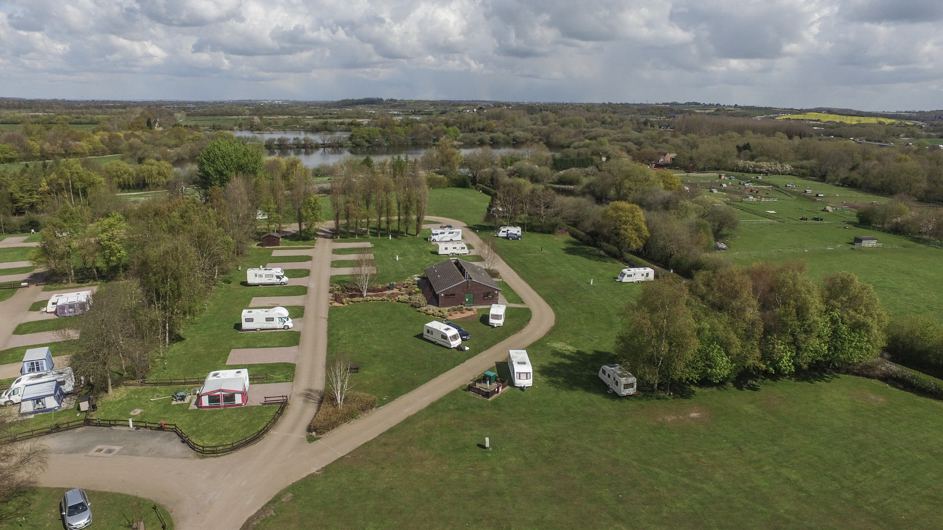 Site from above, lakes beyond