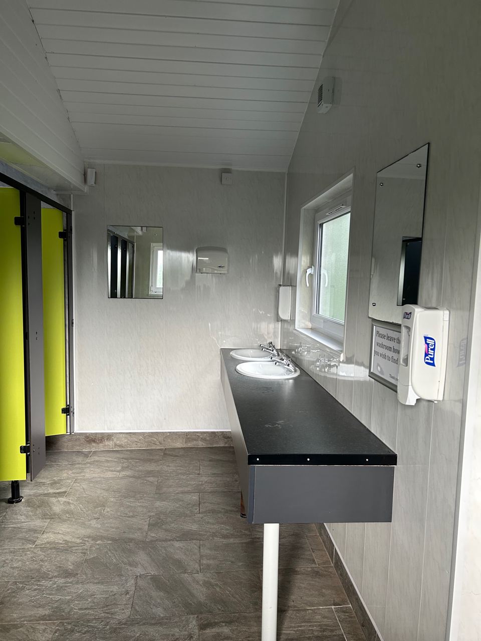 Washroom basins and cubicles