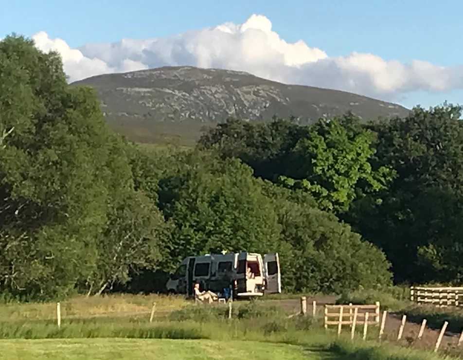 Motorhome below the hills