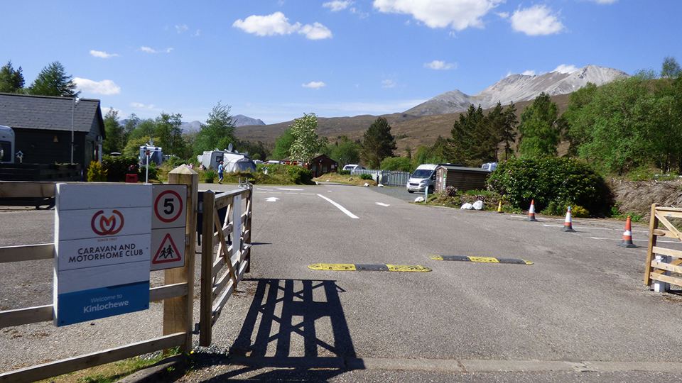 Site entrance and pitches