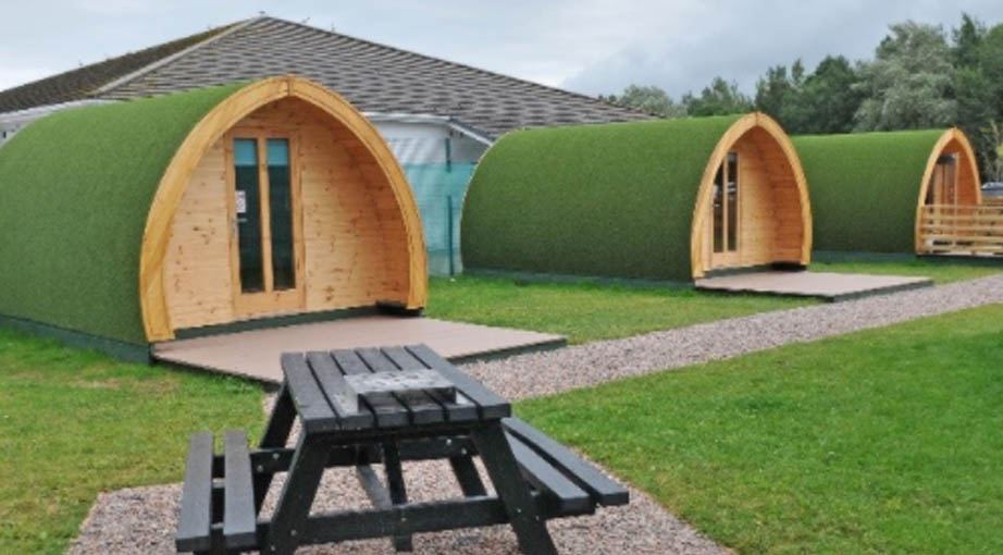 Glamping pods on grass