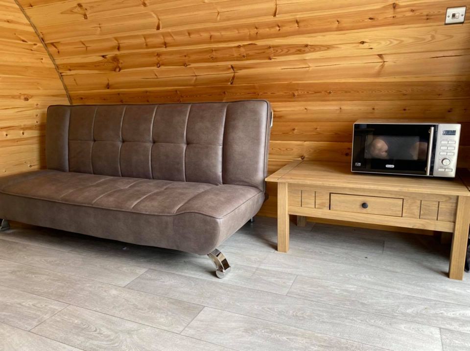 Pod sofa and microwave