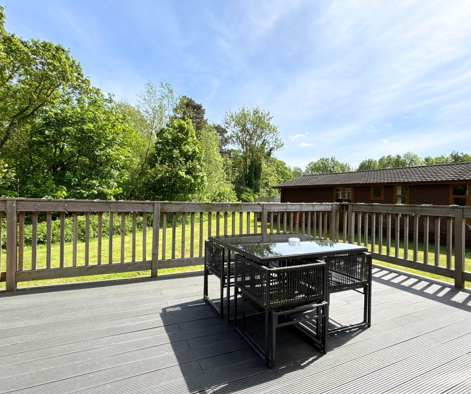 Decking beside a lodge