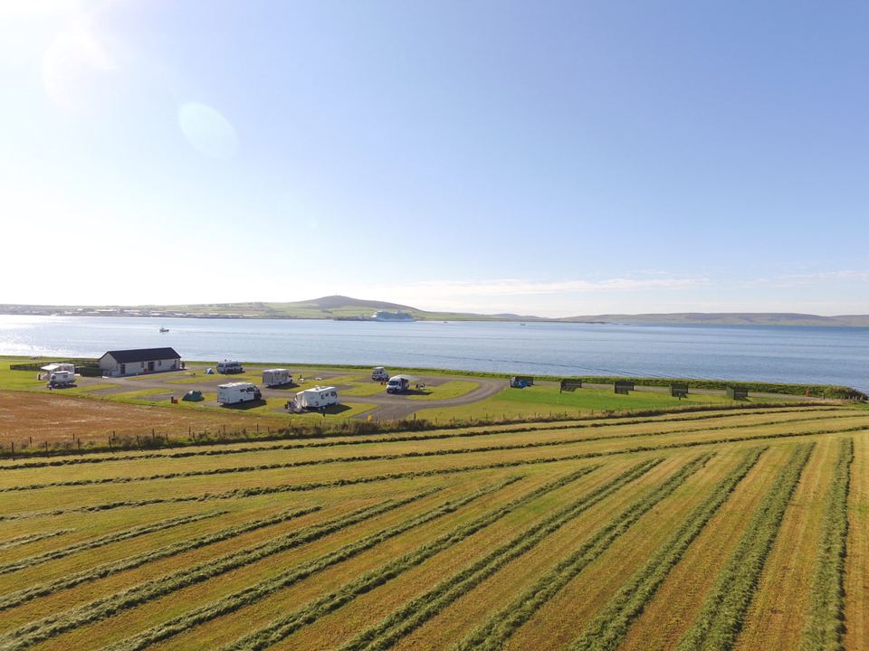 Park from above, Kirkwall Bay beyond