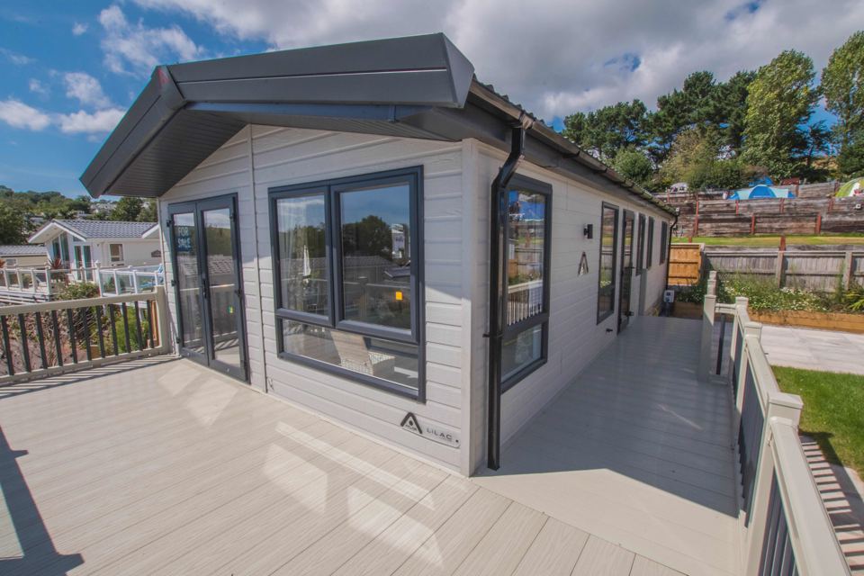 Lodge with decking and garden