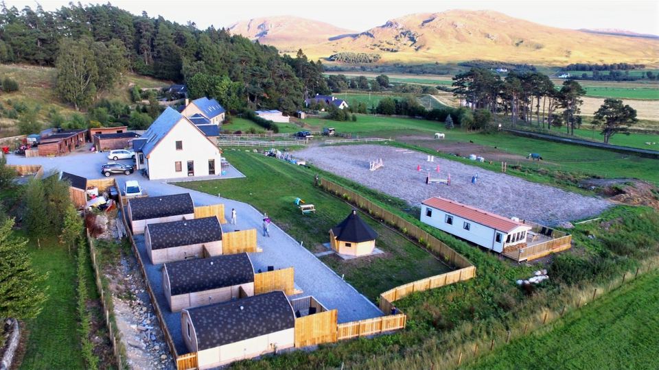 Pods and house from above