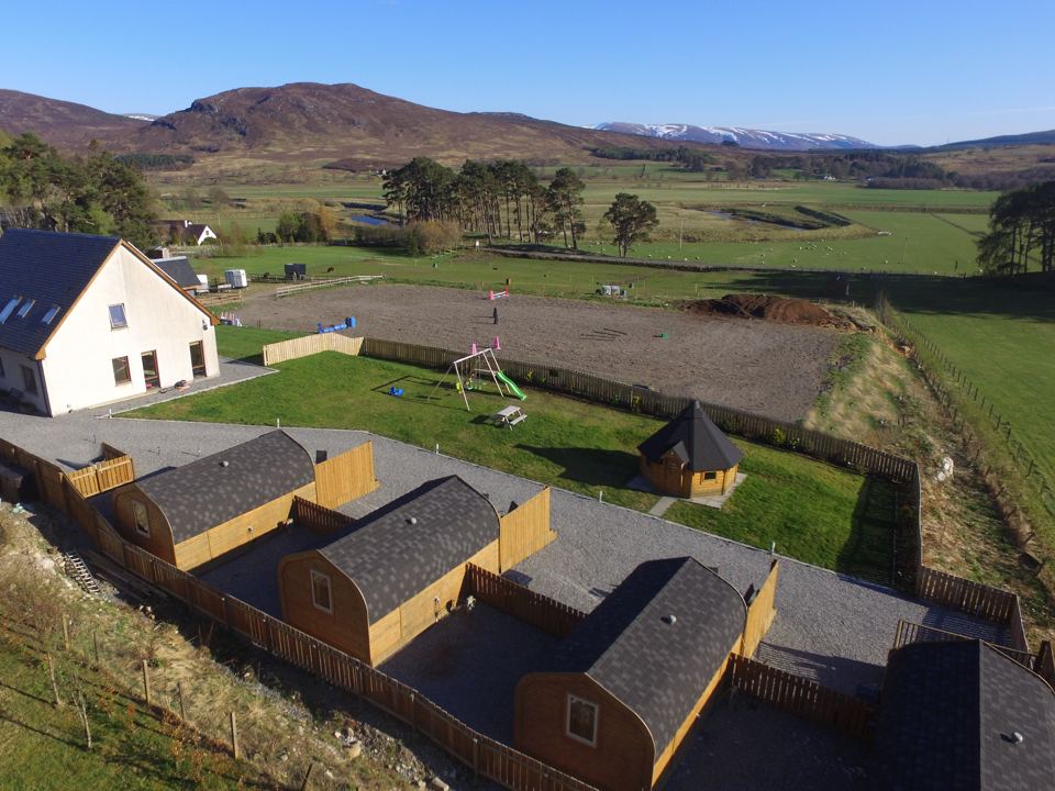 Glamping pods from above
