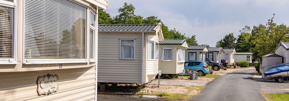 Static caravans in a row