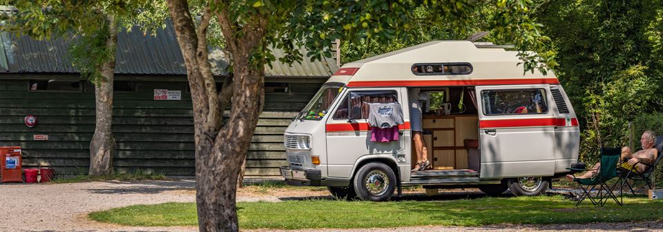 Campervan on a grass pitch