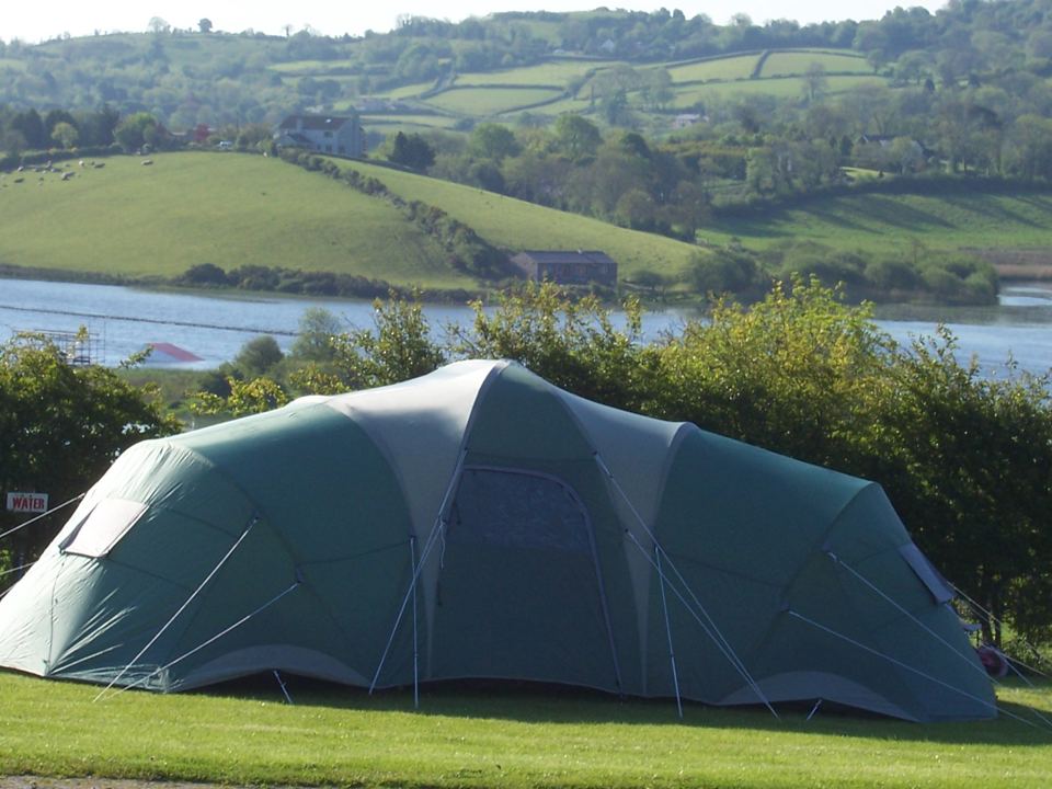 Tent pitch with lake view