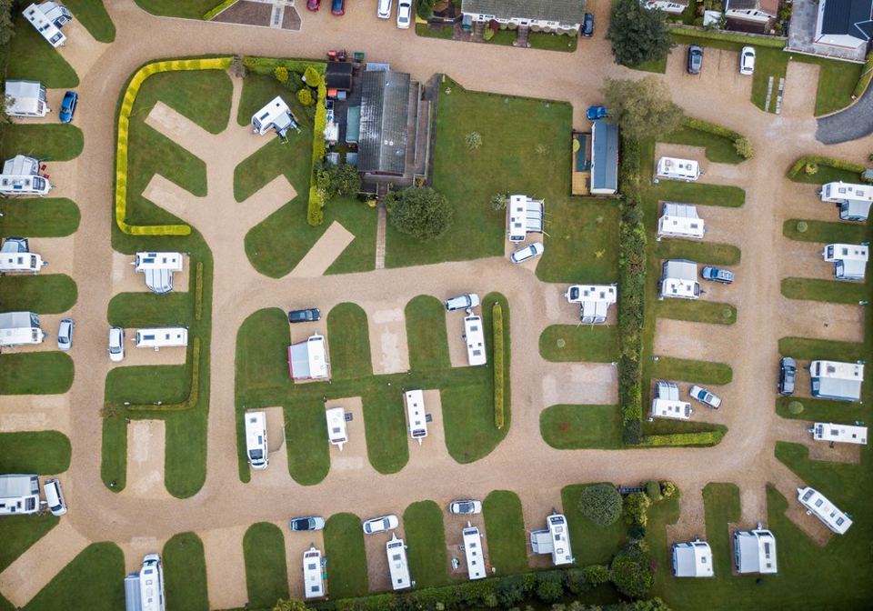 Aerial view of the touring pitches