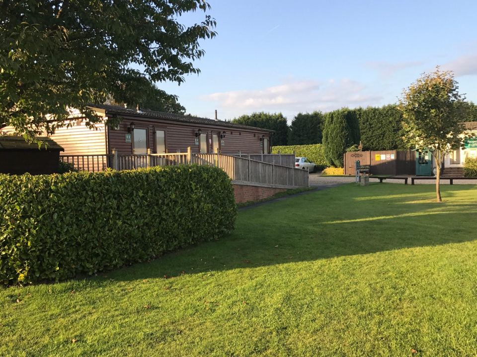 Lawns and park buildings